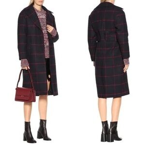 Self-Portrait Check Plaid Wool Trench Ready-to-wear Runway Peacoat Small S